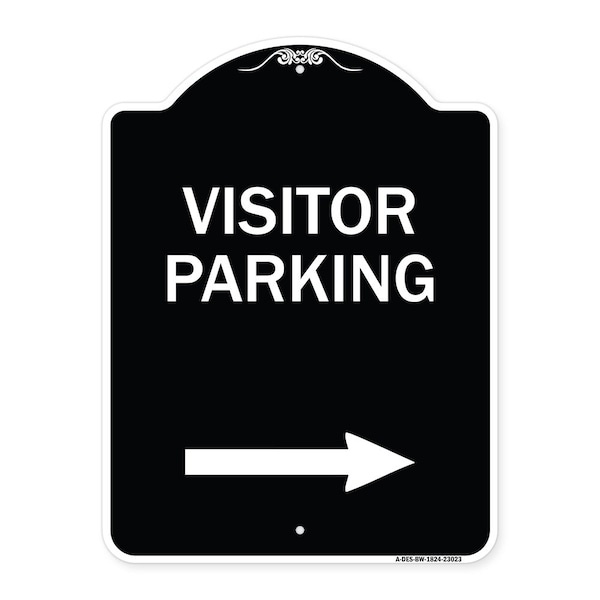 Reserved Parking Visitor Parking Arrow Pointing Right Heavy-Gauge Alum, 24" x 18", BW-1824-23023